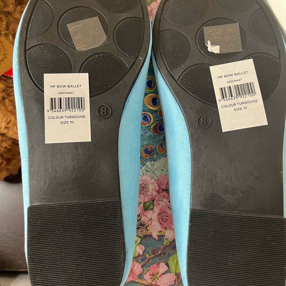Women's Light Blue Ballet Flats with Bow Accent - Picture 3 of 3